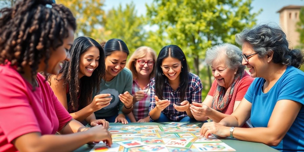 Group of people engaging in memory improvement exercises outdoors.