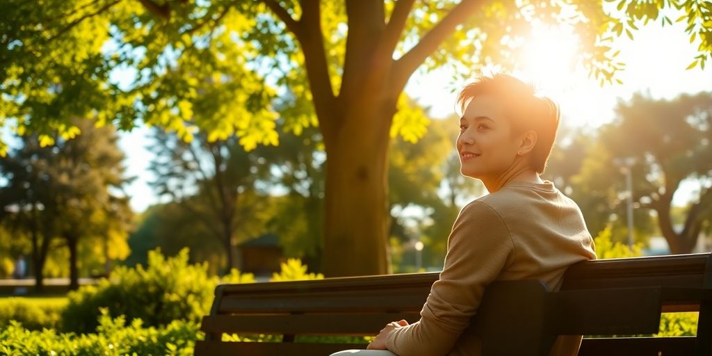 Person relaxing in nature, stress-free.
