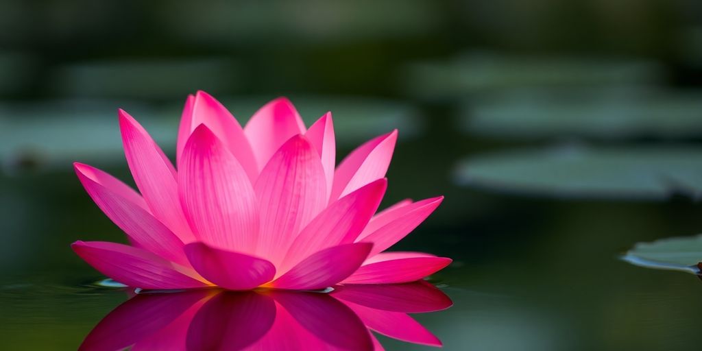 Lotus flower on calm water
