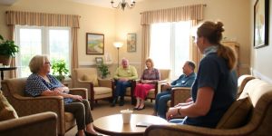 Compassionate caregivers assisting seniors with memory loss.