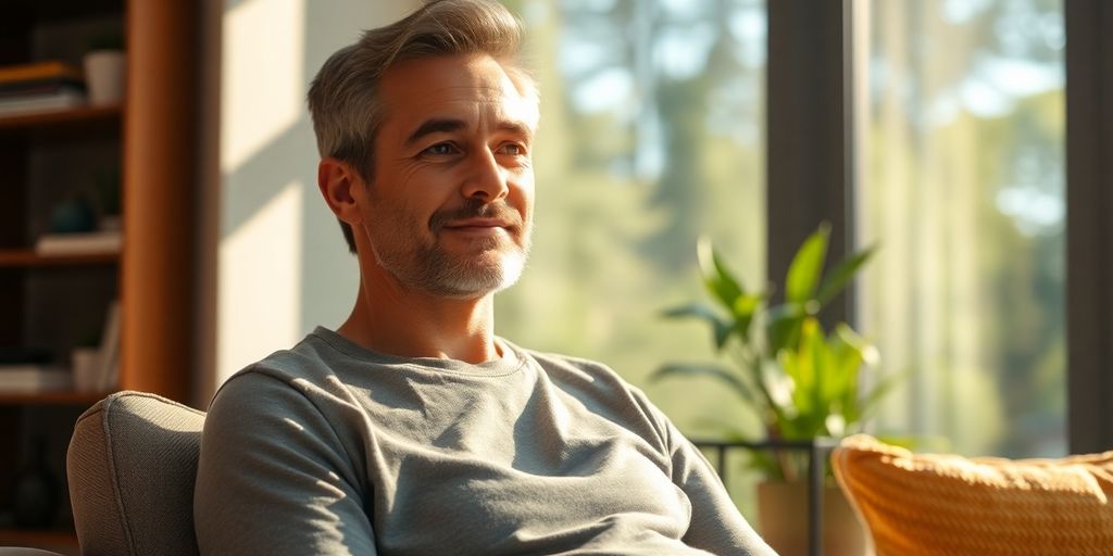Person finding calm through therapy.