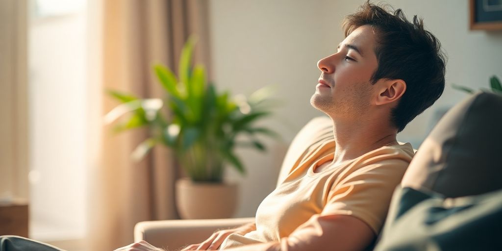 Person relaxing peacefully after a busy workday.