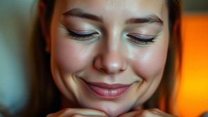Person calmly breathing with eyes closed.